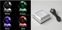 Base en cristal 3D en gros et support de lampe boule de cristal, base en cristal personnalisée avec lumière LED colorée pour la décoration et l'affichage