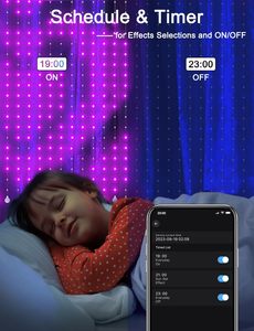 【人気】クリスマス スマートRGBピクセルアドレス指定対応カーテンライト アプリ制御 400LED パーティー用 プログラム可能LEDフェアリースマートカーテンライト - Product Image 2