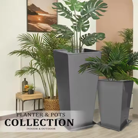 Jardinière carrée en métal grands pots de fleurs coniques galvanisés pour jardin intérieur extérieur