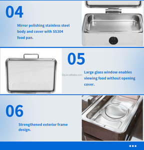 Ensemble de plats chauffants électriques sans eau, en acier inoxydable argenté, avec couvercle, tension universelle pour buffet - Product Image 4