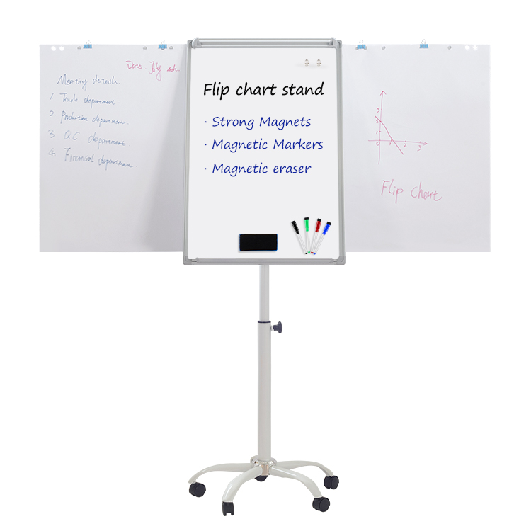 Лидер продаж, мобильная флип-карта с подвижной белой доской на колесах стула