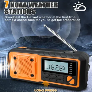 Портативное радио Am Fm 5000 мАч Power Bank IPX5 Водонепроницаемый NOAA Weather SOS Dynamo ручной Кривошип солнечное аварийное радио