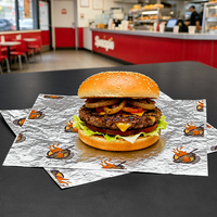 Papier d'emballage en aluminium imprimé sur mesure, feuilles anti-graisse professionnelles pour boulangeries, sandwicheries et restauration rapide