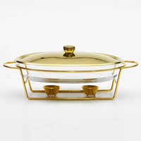 Matériel commercial : Ensemble chauffe-plats buffet 3 litres – Pots isothermes dorés et argentés en matériau de qualité alimentaire