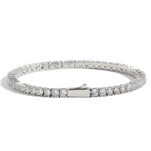 Elegant Tennis Bracelet Stainless Steel Silver/Gold Plated Flower Design CZ Iced-Out Diamonds 3mm/4mm/5mm Widths Perfect - Product Image 6