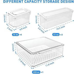 10 Pack Fridge Organizer <b>Stackable</b> Refrigerator Organizer Bins with Lids BPA-Free Produce Fruit <b>Storage</b> <b>Containers</b> - Product Image 3