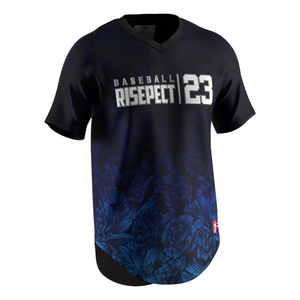 Uniformes de Béisbol Hip-Hop de Manga Corta con Sublimación de Logotipo Personalizado, Camiseta Deportiva Azul Completa para Hombre - Product Image 3