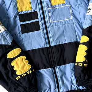 Vintage Racing <strong>Jacket</strong> Men Blue Black Color Block Sponsor Patches Zip up Motorcycle <strong>Jacket</strong> Retro <strong>Formula</strong> <strong>1</strong> Streetwear Bomber Coat - Product Image 3