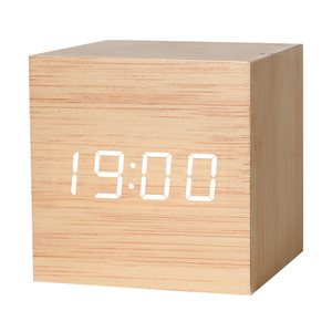 Modern Portable Wooden Cube LED Desk Alarm <strong>Clock</strong> Fashionable Home Decorative Wall <strong>Clock</strong> Quartz USB <strong>Battery</strong> Electronic Digital - Product Image 6