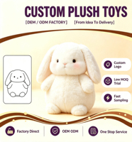 Jouets en peluche OEM, figurines d'animaux personnalisées, matériau en fibre de polyester, jouet en peluche lapin brodé.