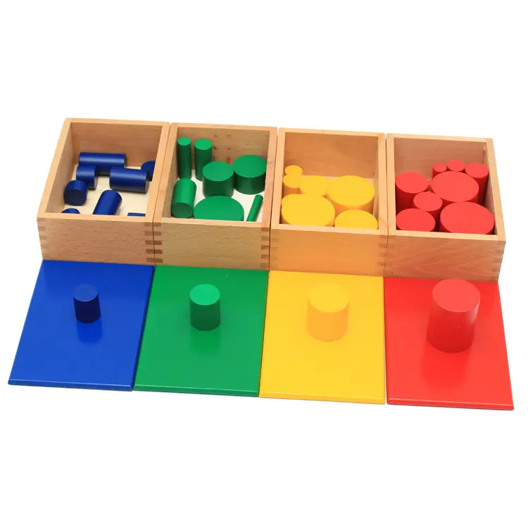 Sussidi didattici Montessori per bambini giocattoli sensoriali di intelligenza per la prima educazione Montessori cilindrici in legno colorato