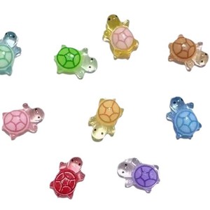 Décorations en résine pour ongles, tortue rouge vif qui brille dans le noir, 7x11mm, accessoires de bijoux DIY pour manucure - Product Image 4