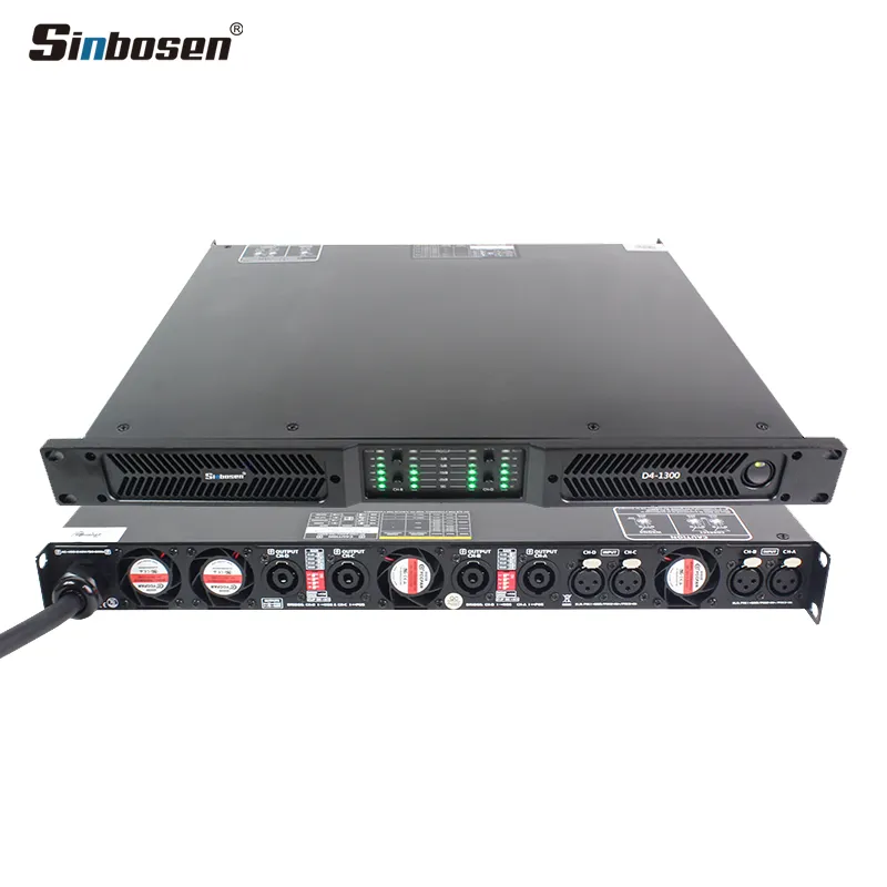Wide voltage D4-1300 sinbosen outdoor digital 3000w 2 ohms power amplifier 1u 4 ch