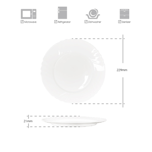 Vaisselle Gowithsun en gros, vaisselle écologique en <span class=keywords><strong>opale</strong></span> blanche, assiette ronde pour pâtes, <span class=keywords><strong>pizza</strong></span>, dessert, plat en verre de 9 à 12 pouces - Product Image 4