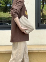 Pochette de Soirée Élégante et Luxueuse pour Femme, Style Vintage, Printemps-Été, Décontractée, pour Soirées et Fêtes, avec Fermeture Éclair, en Tricot Crochet, pour Rangement de Cosmétiques