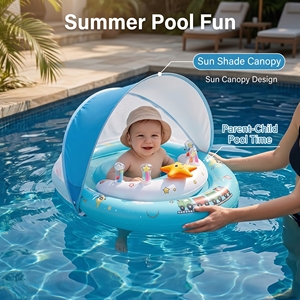 Flotador <span class=keywords><strong>de</strong></span> Piscina para Bebés con Toldo Desmontable, Anillo <span class=keywords><strong>de</strong></span> Natación para Bebés con Doble Cámara <span class=keywords><strong>de</strong></span> Aire, Asiento <span class=keywords><strong>de</strong></span> Piscina - Product Image 6