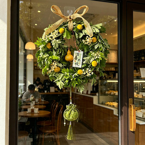 Couronne de feuilles d'armoise pour la Fête des Bateaux-Dragons, à suspendre à la porte, fabriquée avec de l'armoise fraîche et du calamus, répulsif naturel contre les moustiques, festive - Product Image 4