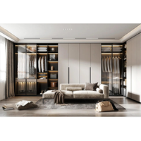 Armoire de luxe en Chine Armoire porte en verre sur mesure Armoire à vêtements dressing dressing dressing dressing chambre à coucher Armoire en bois