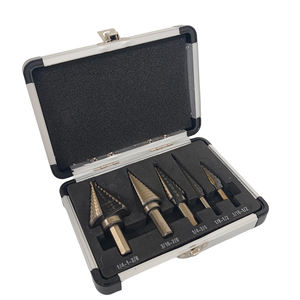 Lot de 5 forets étagés HSS en titane à queue droite avec revêtement ambré pour métal, bois, plastique, avec étui en aluminium - Product Image 1