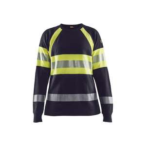 BLAKLADER - 349417618933XS Women's <b>flame</b> resistant t-<b>shirt</b> long sleeve Navy blue/Yellow <b>FLAME</b> RESISTANT WORKWEAR - Product Image 1