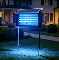 Lampe Solaire Anti-Moustiques 2-en-1 Étanche IP65 avec Grille Électrique 3500V, Destructeur d'Insectes Extérieur sur Piquet ou Mural pour Jardin et Ferme