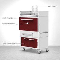 Barbecue commercial espagnol à charbon de bois mobile vertical Santa Maria avec armoire de rangement et grille supérieure pour restaurant