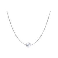 Bijoux classiques pour femmes 925 en argent Sterling simple 6mm/ 8mm perle blanche collier ras du cou rond
