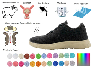 <span class=keywords><strong>Scarpe</strong></span> da <span class=keywords><strong>Tennis</strong></span> Personalizzate per Uomo, 100% Lana Merino, Traspiranti, Impermeabili, Leggere, Antiscivolo, Suola Interna Nera - Product Image 2