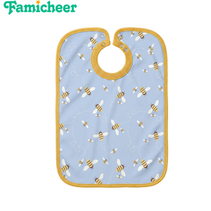 Bavoir bébé imperméable imprimé abeille, grande <span class=keywords><strong>taille</strong></span>, doux et absorbant, fermeture à boutons-pression, col tricoté, bavoir d'alimentation pour nourrisson, bordure contrastante, bavoir pour tout-petit - Product Image 1