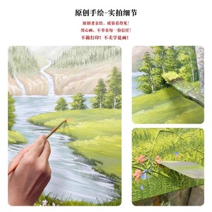 Peinture à l'huile peinte à la main, paysage de montagne et de rivière, art sur toile pour la décoration d'entrée et de couloir - Product Image 4