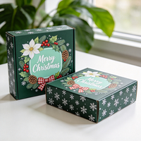 Boîte de Noël personnalisée avec couronne florale imprimée numériquement, production en 72h, boîte d'expédition en carton imperméable