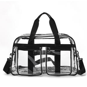 Bolsa de Mano Transparente de PVC Unisex, Gran Capacidad, Impermeable, Resistente al Desgaste, con Cierre de Cremallera, Asas Superiores y Correa para el Hombro, para <span class=keywords><strong>Viaje</strong></span> - Product Image 1