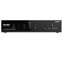 Conmutador de Presentación 4x2 HDMI/USB-C 4K60 sin Interrupciones con HDBaseT 3.0, Salida de 70 m