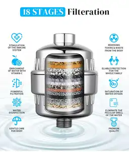 Лидер продаж, хромированный ионный фильтр для душевой лейки с металлическими минеральными бусинами, 15 дюймов, 20 этапов, Удаление хлора для спа, твердая вода и смягчитель