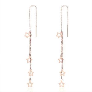 Boucles d'oreilles pendantes étoile en or massif 18 carats (Au750) pour femmes et jeunes filles, marque Xinfly, vente en gros, bijoux fins - Product Image 2