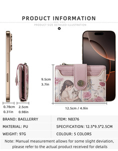 Baellerry Nouveau Portefeuille Court <span class=keywords><strong>pour</strong></span> Femme, <span class=keywords><strong>Porte</strong></span>-<span class=keywords><strong>Monnaie</strong></span> Fonctionnel Bifold à Motif Dessin Animé <span class=keywords><strong>pour</strong></span> Femme et Fille, Portefeuille à Fermeture Éclair <span class=keywords><strong>avec</strong></span> <span class=keywords><strong>Porte</strong></span>-Cartes - Product Image 4