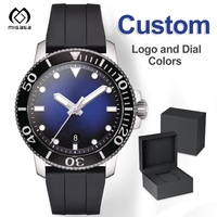 Lunette en acier inoxydable personnalisée de 44 mm pour montre automatique chronographe à date automatique avec verre saphir étanche 3BAR et bracelet en caoutchouc