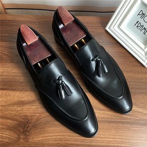 Zapatos de cuero con punta en pico, estilo moderno, para hombre, mocasines sin cordones, de cuero vacuno genuino de primera calidad, formales, estilo Oxford británico. - Product Image 6