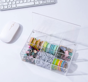 6 sezione trasparente acrilico <span class=keywords><strong>porta</strong></span> <span class=keywords><strong>Capsule</strong></span> 7.6X5.1X2.6 pollici acrilico cassetto organizzatore scrivania cubo contenitori 6 scatole di stoccaggio - Product Image 4