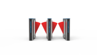 Barrière à battant avec système de contrôle d'accès RFID pour l'entrée d'un immeuble de bureaux