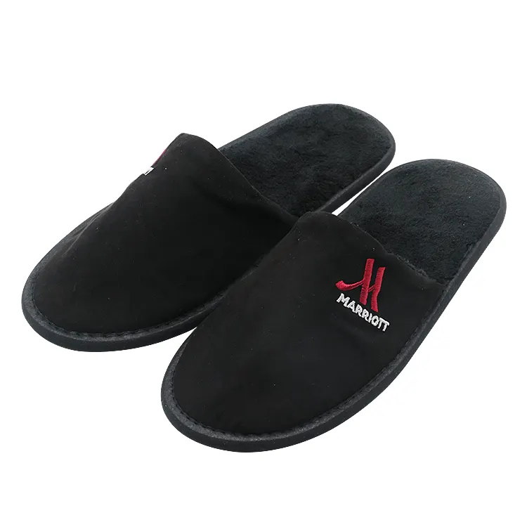 UG Black hotel guest rooom Supplies Cotton Wholesale Breathable Hotel Disposable Chain Hotel Slippers