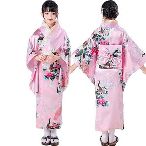 Kimono japonés largo con flor de pavo real tradicional, vestido para niños, disfraz Yukata <span class=keywords><strong>Haori</strong></span> 2017 - Product Image 2