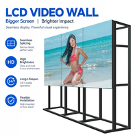 Layar Video LCD Tipe Standing 3 X 3 Multi Panel dengan Dudukan Baja untuk Aula Pameran, Showroom, dan Periklanan Komersial