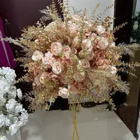 Personnalisé Rose Rose Or Plante Feuilles Table De Mariage Déco Boule De Fleurs Fleurs Artificielles Boule Centres De Table De Mariage Fleur