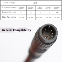 5 en 1 M8 Mini IP65 étanche 9 broches 2pin 5pin connecteur 1500mm Ebike câbles d'alimentation prise mâle prise femelle