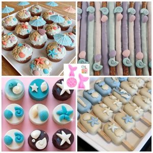 Moule en silicone thème sirène pour gâteaux, coquillages et étoiles de mer, idéal pour cupcakes, chocolats, bonbons, argile polymère - Vente en gros OEM ODM - Product Image 6