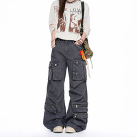 Jeans décontractés streetwear unisexe multi-poches 3D style workwear