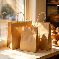 Sac en papier kraft brun 120 g/m² avec poignées torsadées, recyclable, pour courses, durable, robuste et écoresponsable