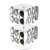 Présentoir rotatif pour lunettes de soleil et lunettes en acrylique 360-Organisateur de table transparent pour lunettes
