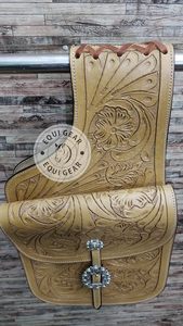 Sac de selle Western Classis & Modern HandTooled sculpté à la main pour cheval Sac de selle de transport de cheval en cuir véritable sculpté à fleurs - Product Image 4